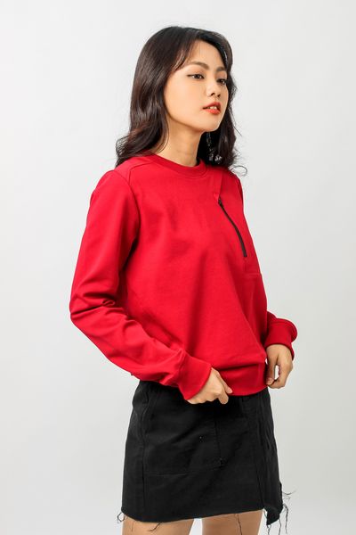 Áo Sweater Nữ Túi Dây Kéo OSW 1010