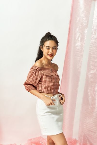 Áo Kiểu Croptop caro Nữ WSH 2005