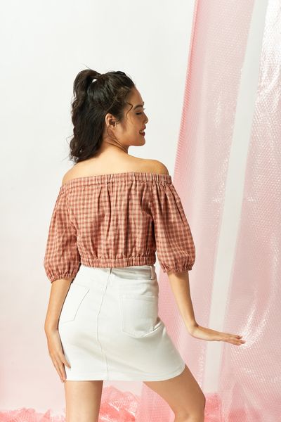 Áo Kiểu Croptop caro Nữ WSH 2005