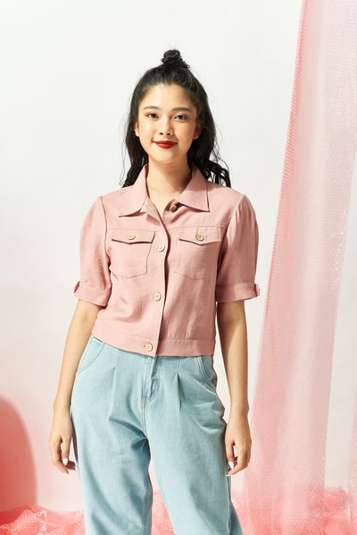 Áo Kiểu Croptop Nút Nữ WSH 2006