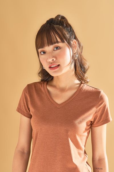 Áo Thun Nữ Basic Cổ Tim WTS 4057