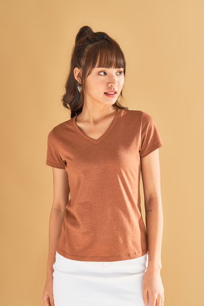 Áo Thun Nữ Basic Cổ Tim WTS 4057