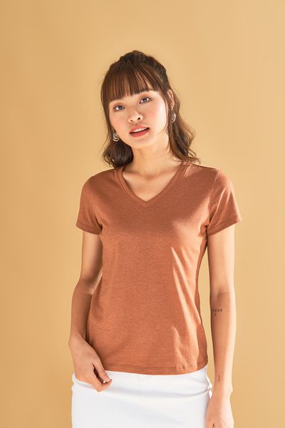 Áo Thun Nữ Basic Cổ Tim WTS 4057