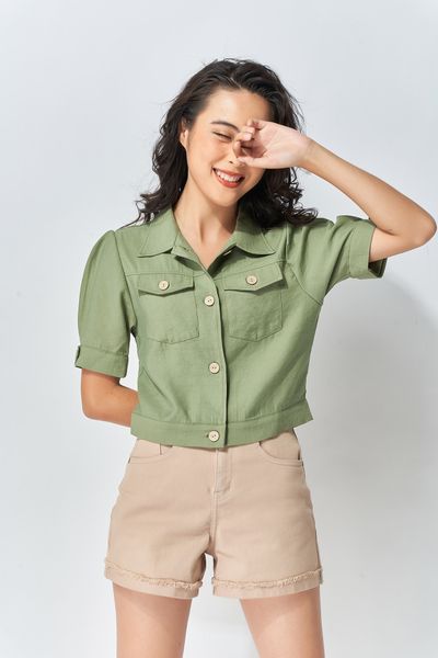 Áo Kiểu Croptop Nút Nữ WSH 2006