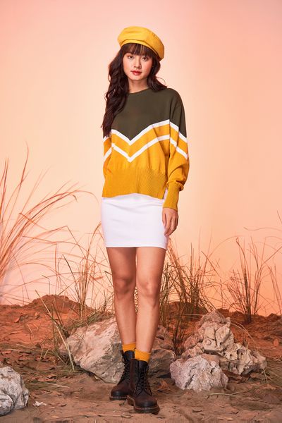 Áo Len Nữ Phối Màu Zigzag WOS 2001
