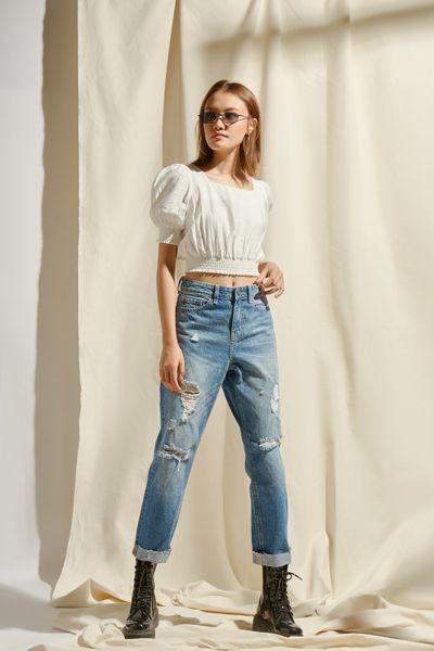 Áo Sơ Mi Kiểu Nữ Tay Phồng Bo Eo WSH 4013