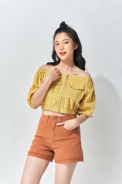 Áo Kiểu Croptop caro Nữ WSH 2005