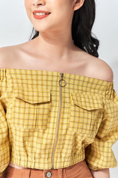 Áo Kiểu Croptop caro Nữ WSH 2005