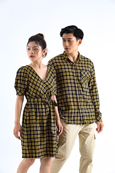 Đôi Kết Hợp - Đầm Caro Tay Phồng CSW 2013