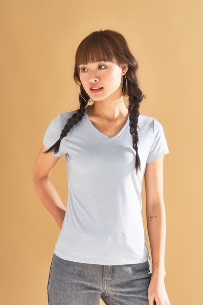 Áo Thun Nữ Basic Cổ Tim WTS 4057