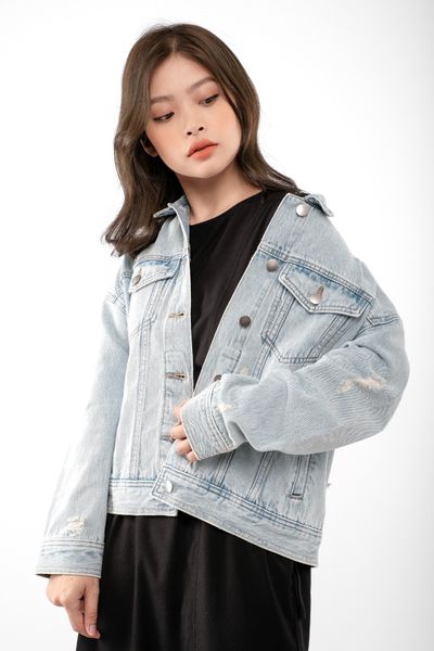 Áo Khoác Jean Nữ Wash Nhẹ OMW 1005