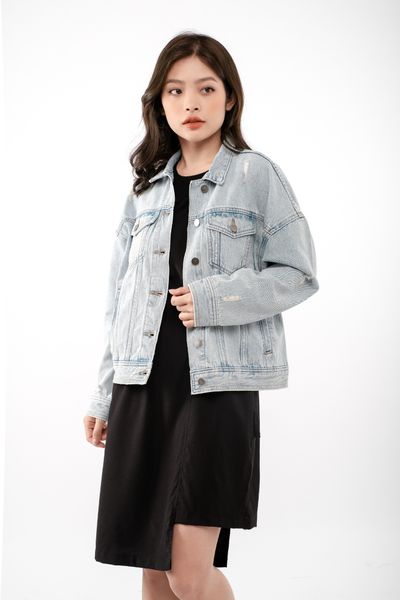 Áo Khoác Jean Nữ Wash Nhẹ OMW 1005