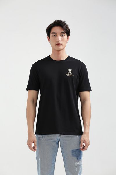 Áo Thun Nam Regular Fit In Logo X Nhũ Bạc MTS 1195