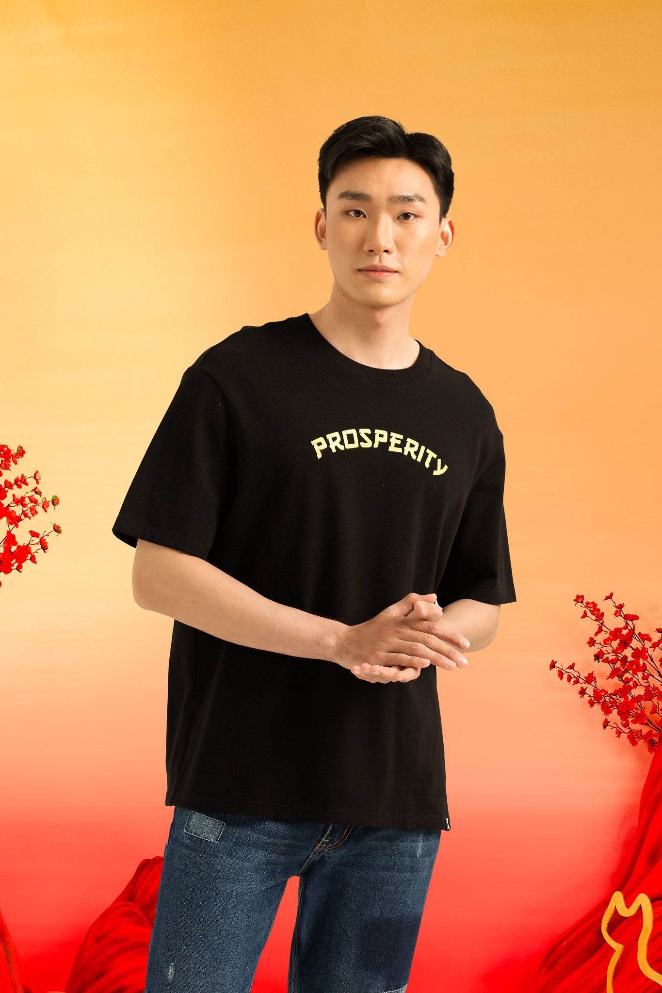 Áo Thun Nam Relax In Màu Mèo May Mắn Thân Sau MTS 1234 -