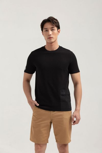 Áo thun Nam Gân Regular Phối Túi Dù MTS 1227