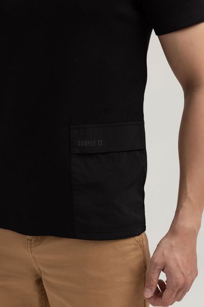 Áo thun Nam Gân Regular Phối Túi Dù MTS 1227