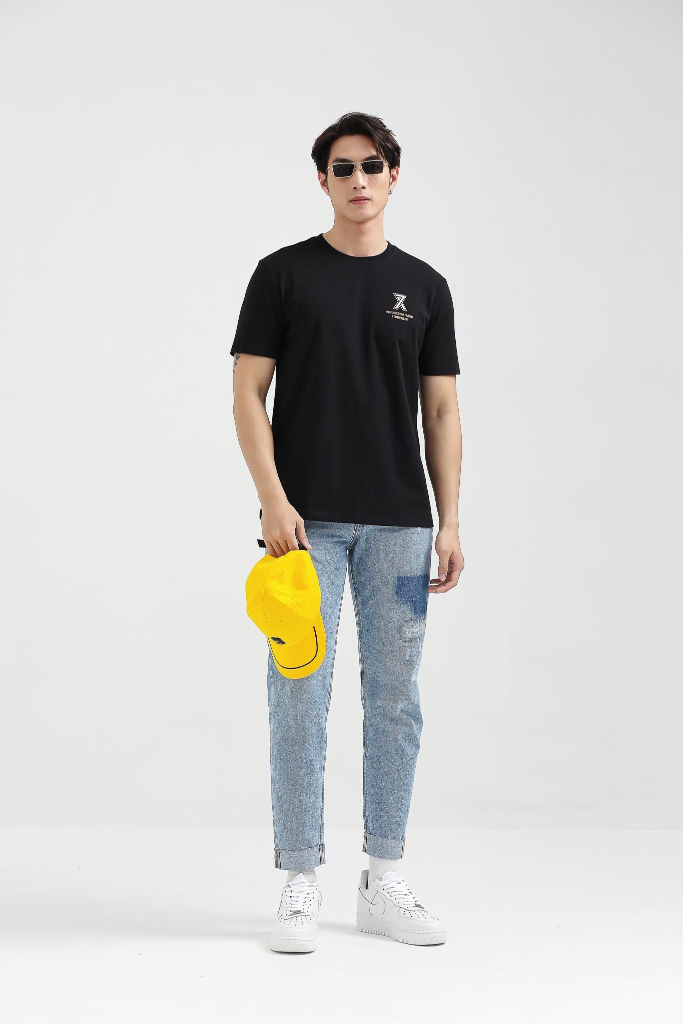 Áo Thun Nam Regular Fit In Logo X Nhũ Bạc MTS 1195 -