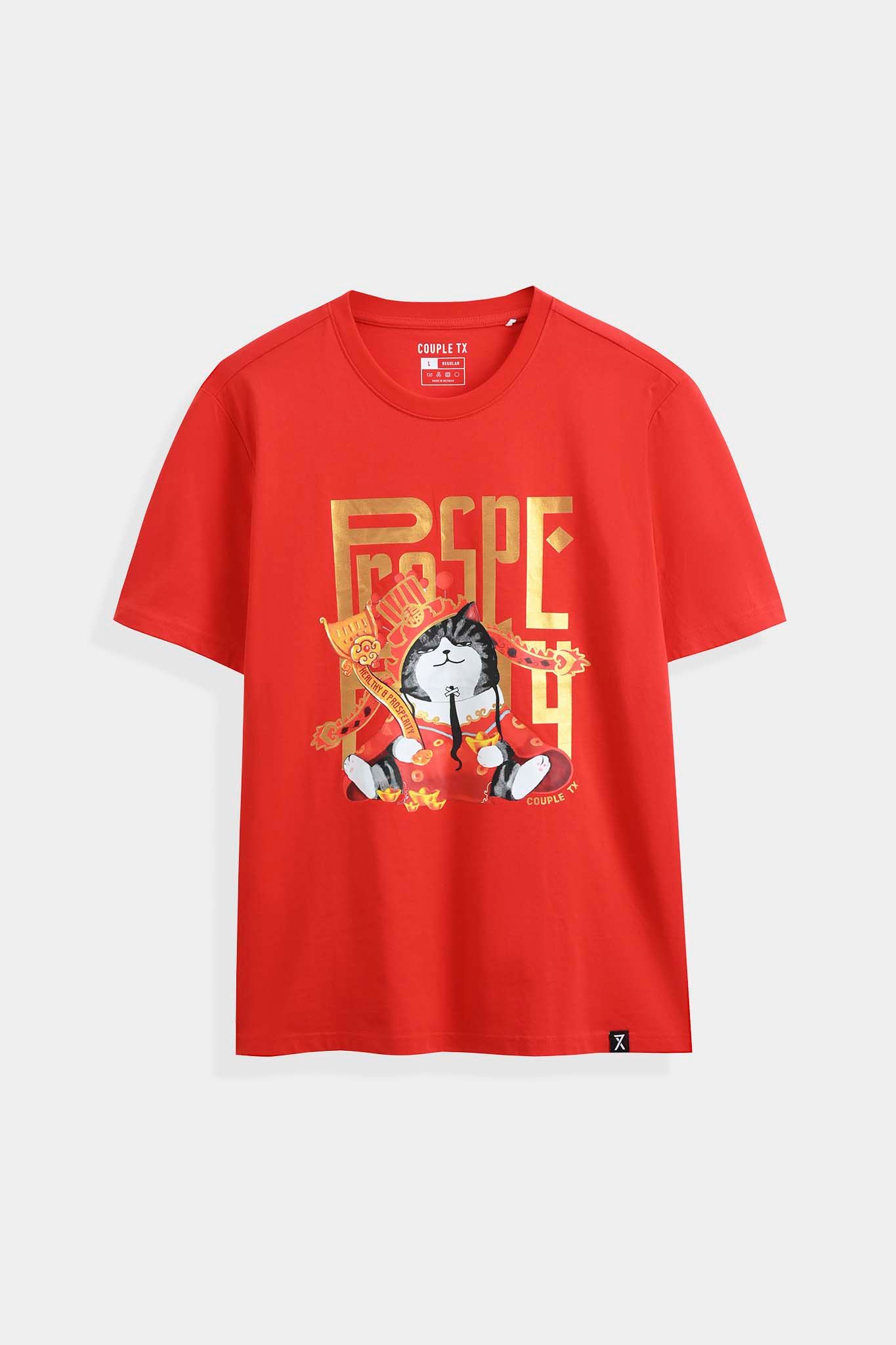 Áo Thun Nam Regular Fit In Mèo Thần Tài MTS 1233 -