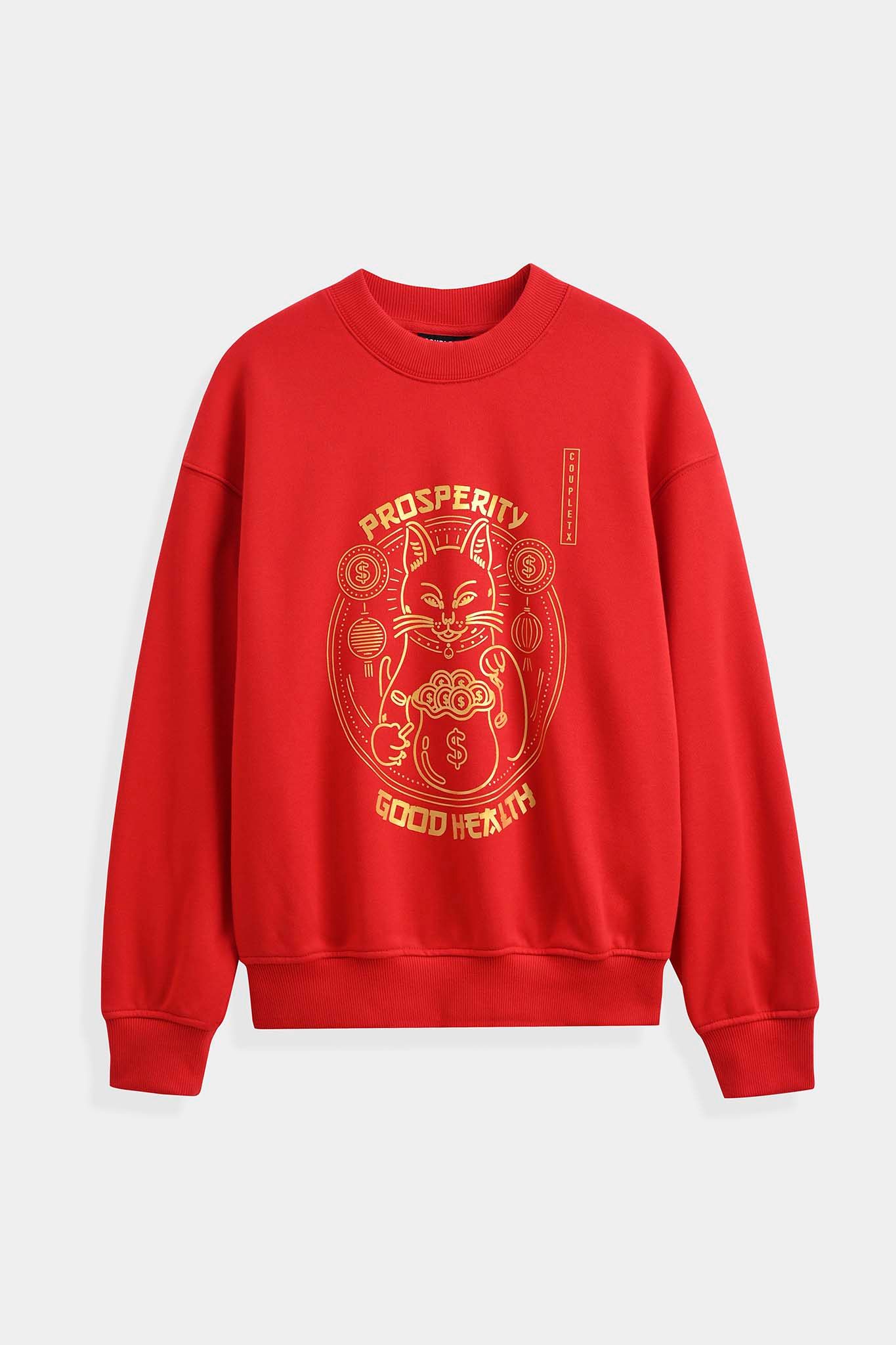 Áo Sweater Nam Relax In Graphics Mèo May Mắn MSW 1019 -
