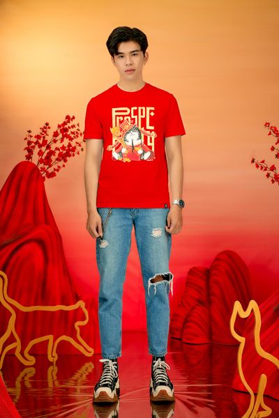 Áo Thun Nam Regular Fit In Mèo Thần Tài MTS 1233