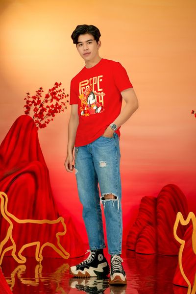 Áo Thun Nam Regular Fit In Mèo Thần Tài MTS 1233