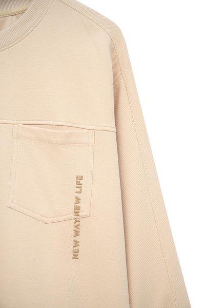 Áo Sweater Nam Vải Gân Chéo Thêu Typo Túi MSW 1017