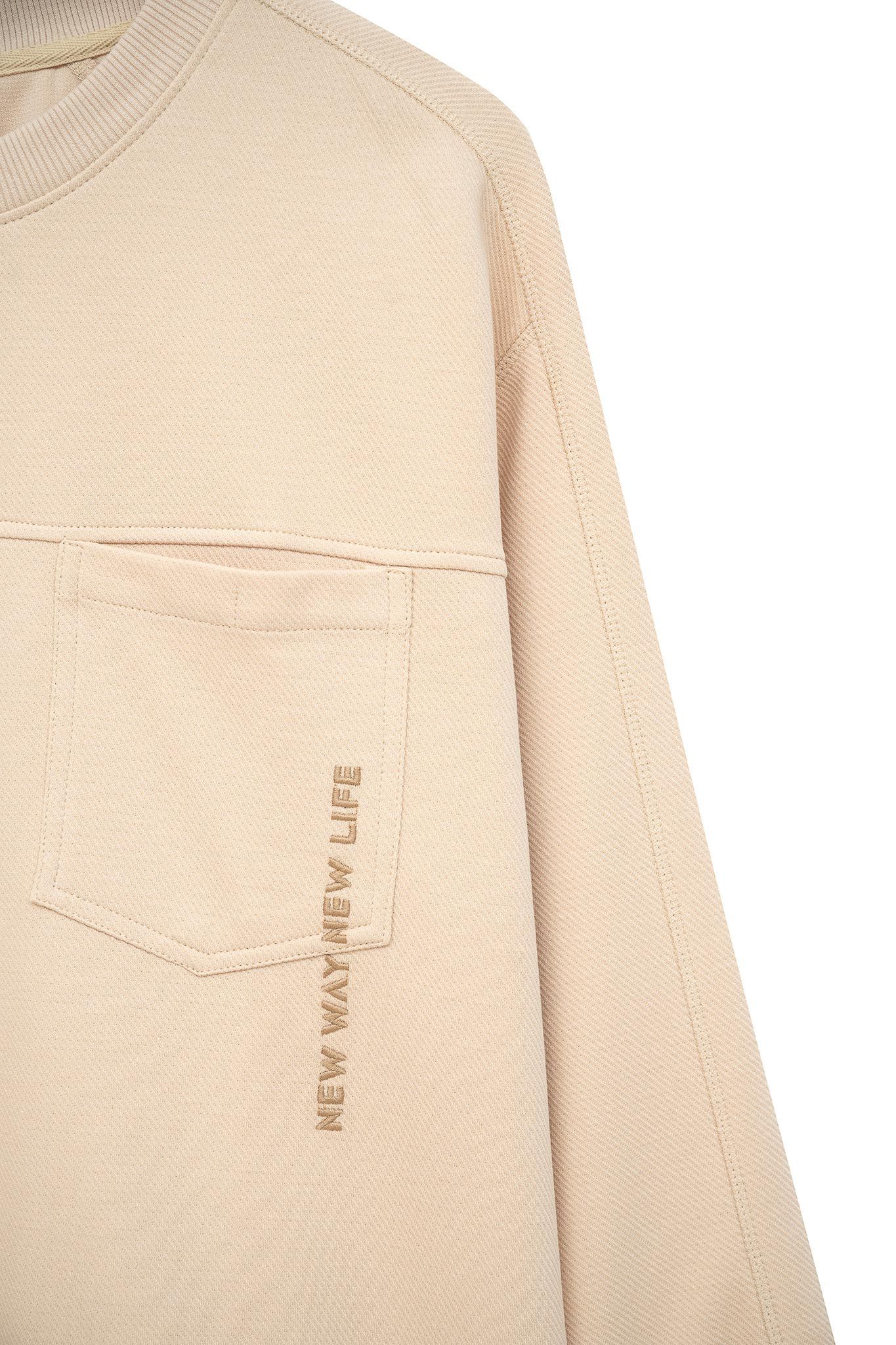 Áo Sweater Nam Vải Gân Chéo Thêu Typo Túi MSW 1017 -