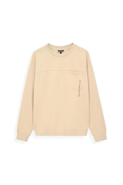 Áo Sweater Nam Vải Gân Chéo Thêu Typo Túi MSW 1017