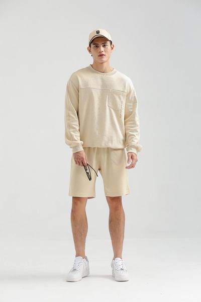 Áo Sweater Nam Vải Gân Chéo Thêu Typo Túi MSW 1017