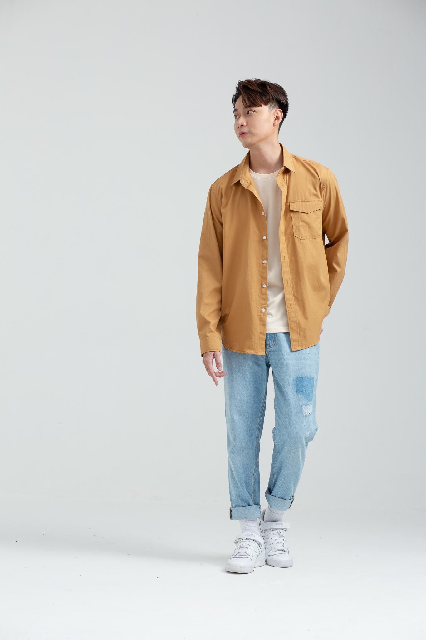 Áo Sơ Mi Nam Dài Tay Khakis Túi Kiểu MSH 1014 -
