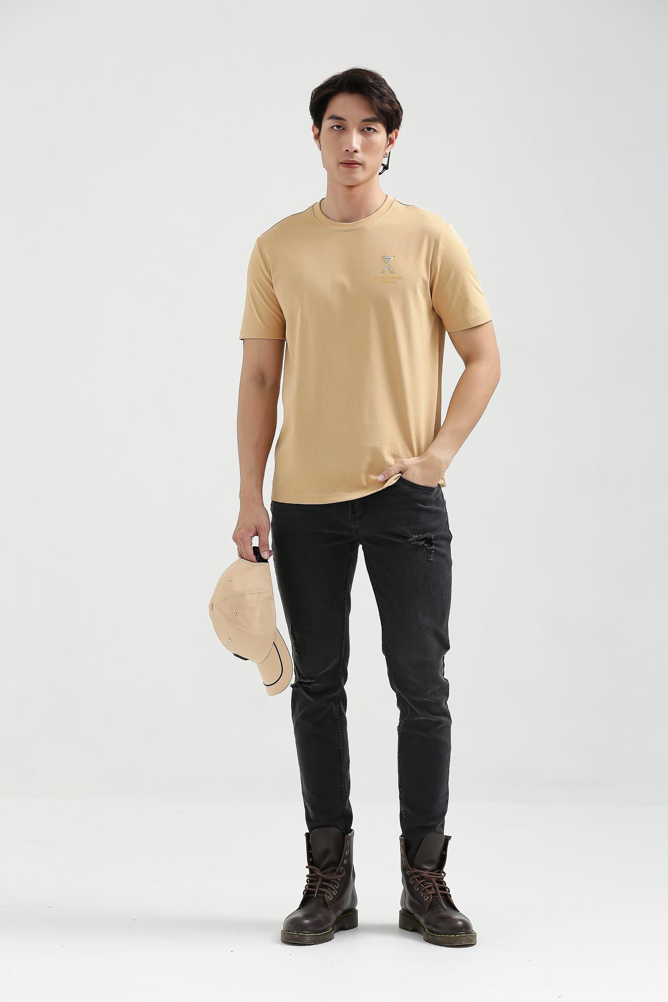 Áo Thun Nam Regular Fit In Logo X Nhũ Bạc MTS 1195 -