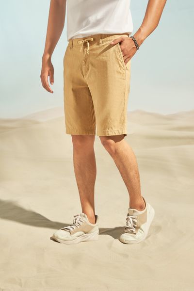 Quần Linen Ngắn Lưng Thun Nam MOT 3014