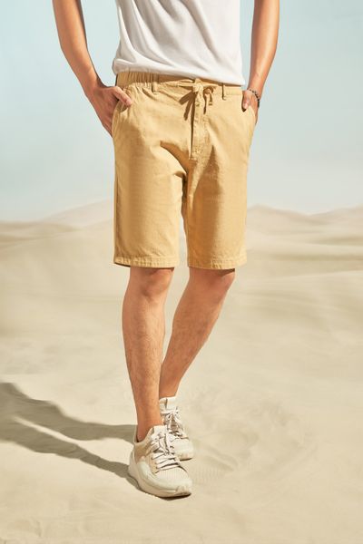 Quần Linen Ngắn Lưng Thun Nam MOT 3014