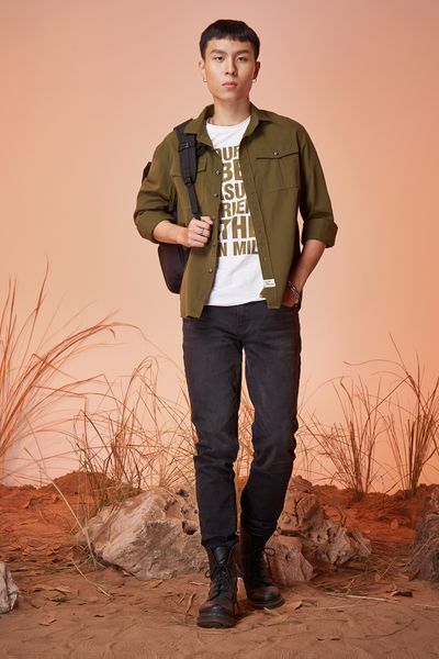 Áo Sơ Mi Nam Khaki Túi Hộp MSH 1001