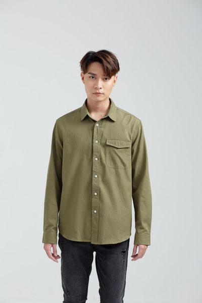 Áo Sơ Mi Nam Dài Tay Khakis Túi Kiểu MSH 1014