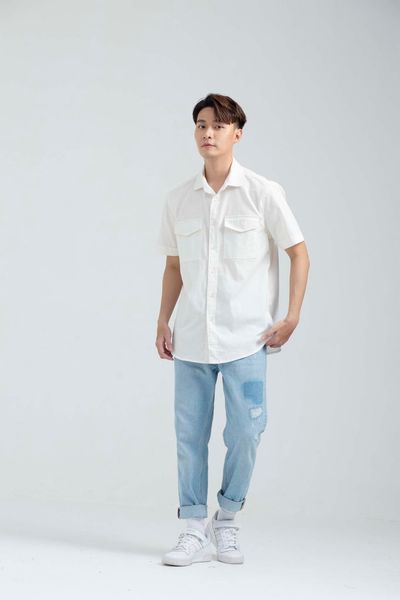 Áo Sơ Mi Nam Ngắn Tay Túi Đắp MSH 1012
