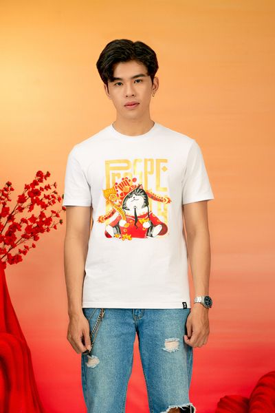 Áo Thun Nam Regular Fit In Mèo Thần Tài MTS 1233