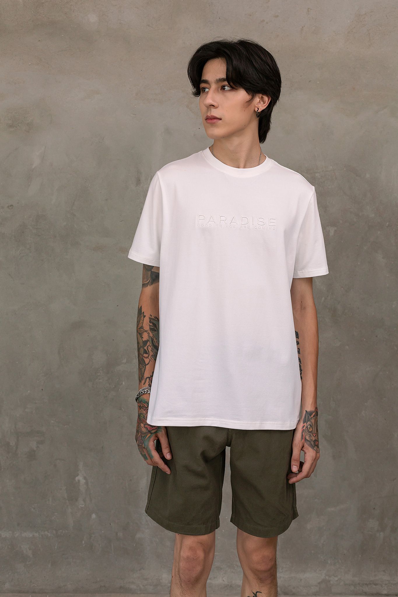 Áo thun Nam Thêu Typo Paradise MTS 1139 -
