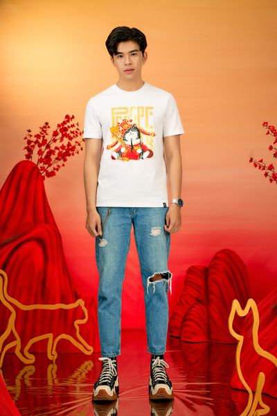Áo Thun Nam Regular Fit In Mèo Thần Tài MTS 1233