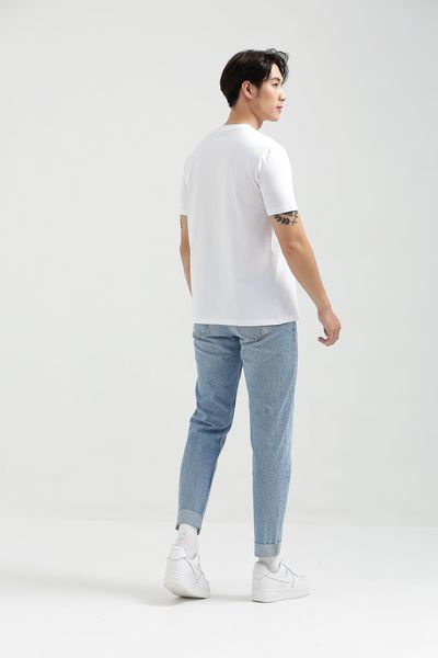 Áo Thun Nam Regular Fit In Logo X Nhũ Bạc MTS 1195