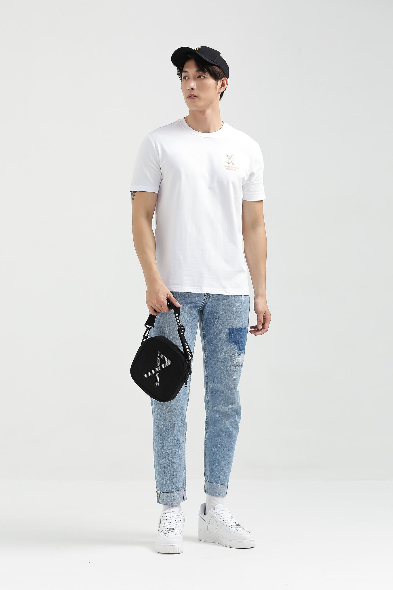 Áo Thun Nam Regular Fit In Logo X Nhũ Bạc MTS 1195 -
