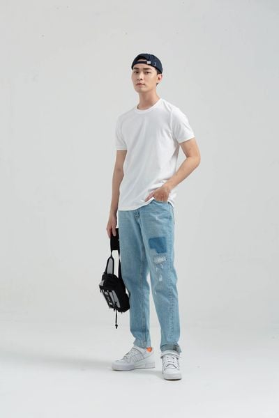 Áo Thun Nam Slim Bo Tay Logo In MTS 1205