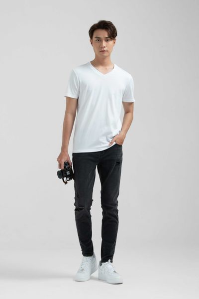 Áo Thun Nam Cổ Tim Slim Fit Basic MTS 1230