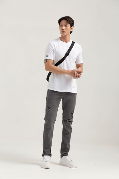 Áo thun Nam Gân Regular Phối Túi Dù MTS 1227