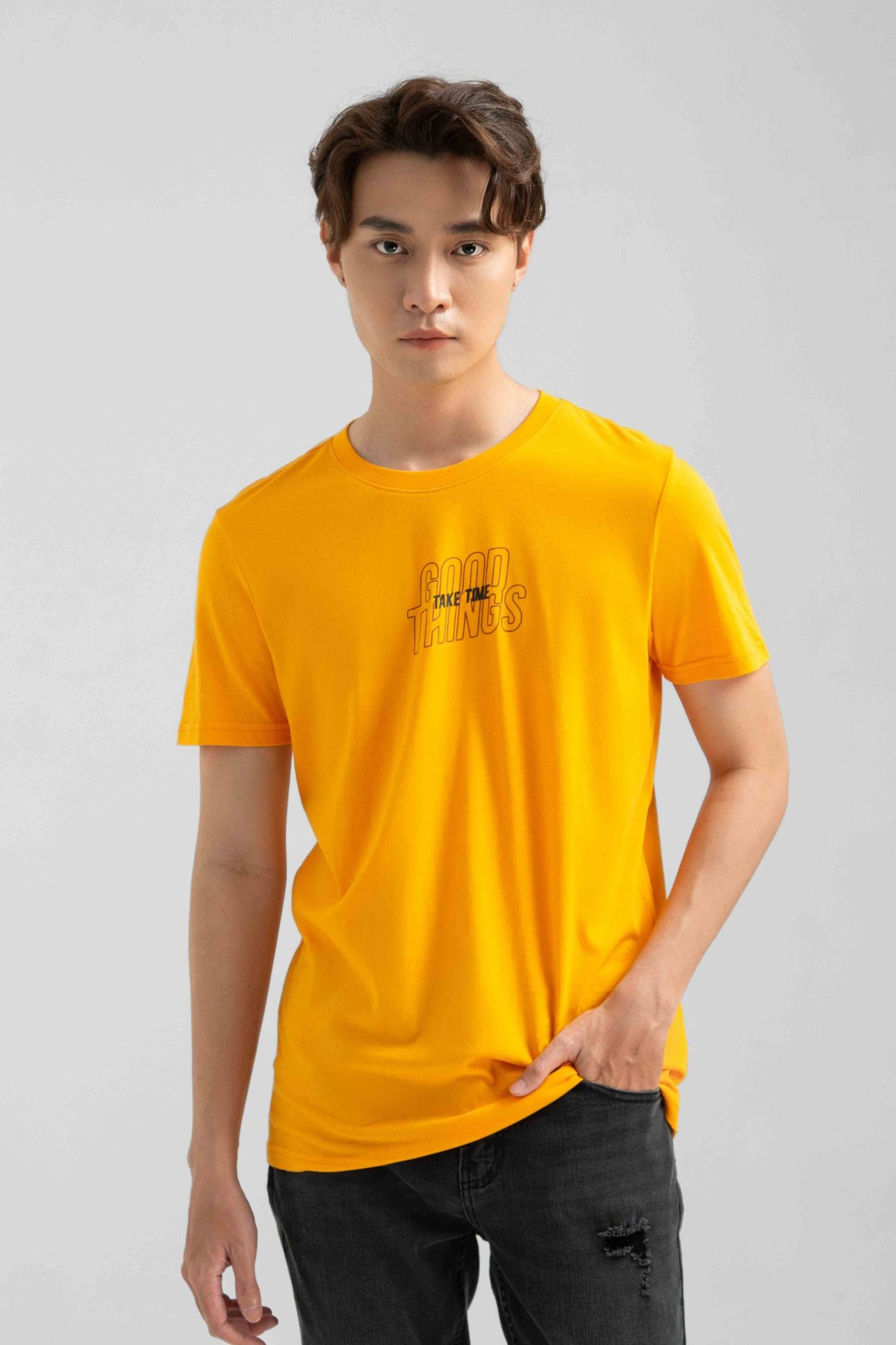 Áo Thun Nam Slim Fit In Typo Good Things Take Time MTS 1215 -