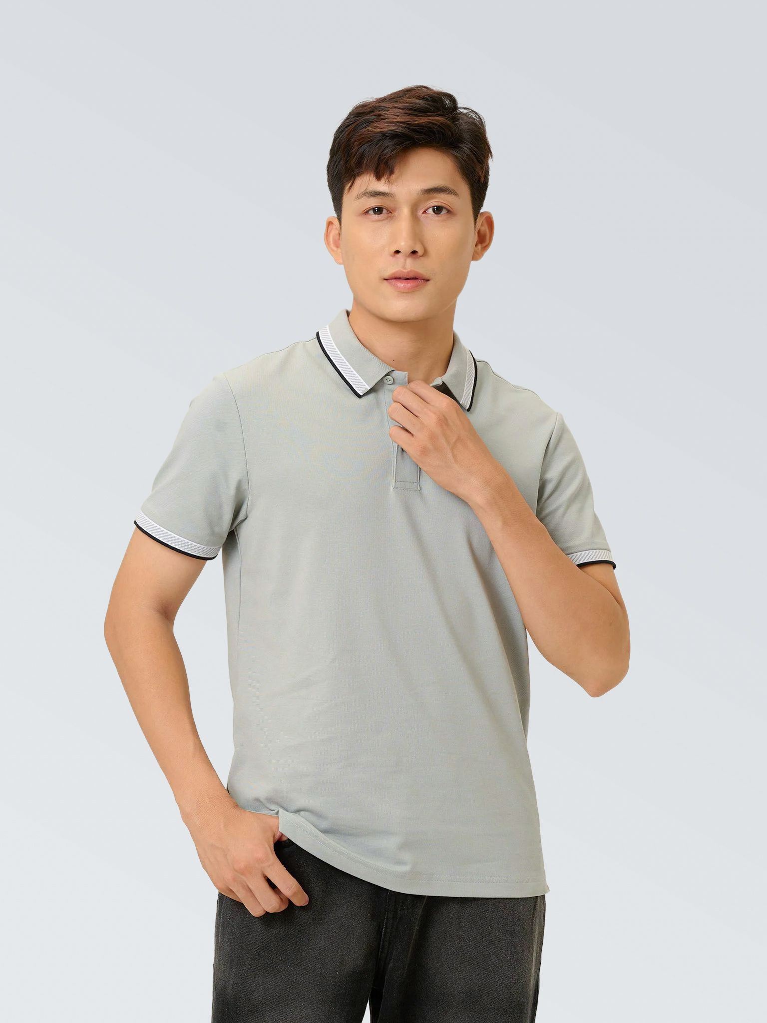 Áo Polo Nam Regular Phối Bo Sọc Xéo MPO 1061