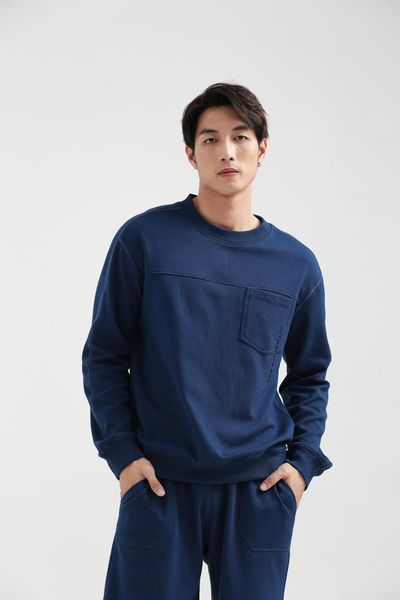 Áo Sweater Nam Vải Gân Chéo Thêu Typo Túi MSW 1017