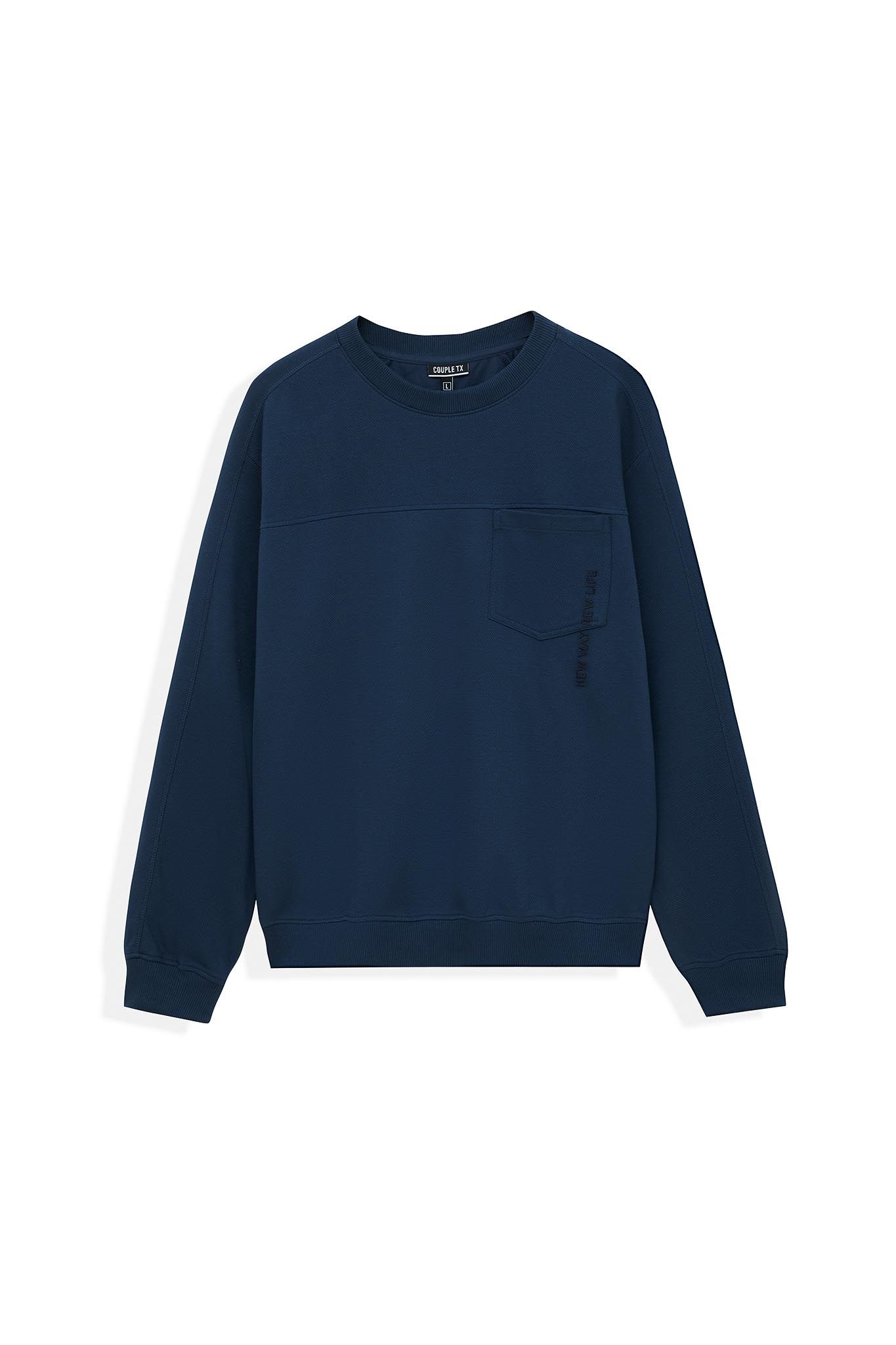 Áo Sweater Nam Vải Gân Chéo Thêu Typo Túi MSW 1017 -