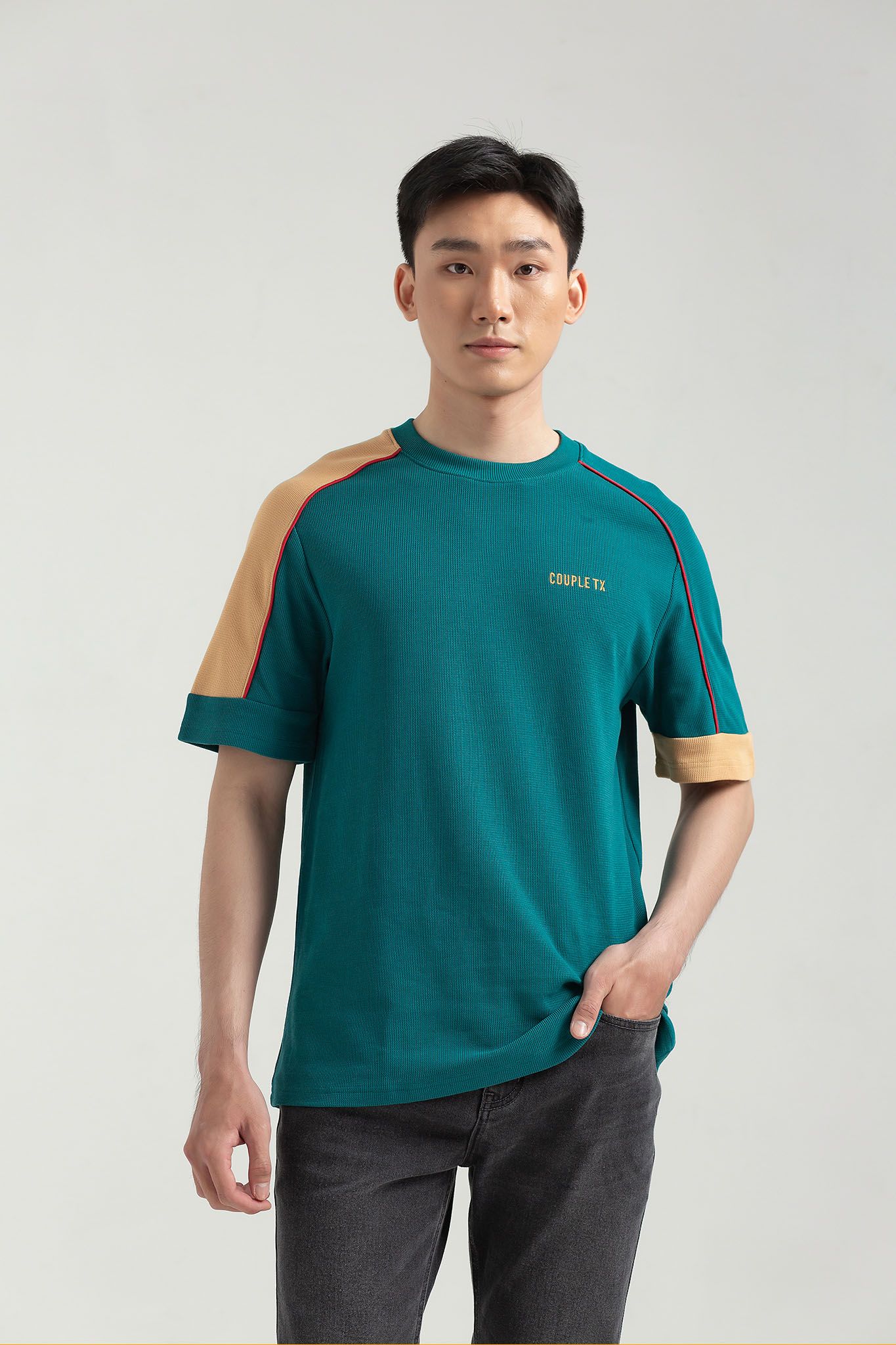 Áo Thun Nam Relax Fit Rã Vai Phối Viền MTS 1228 -