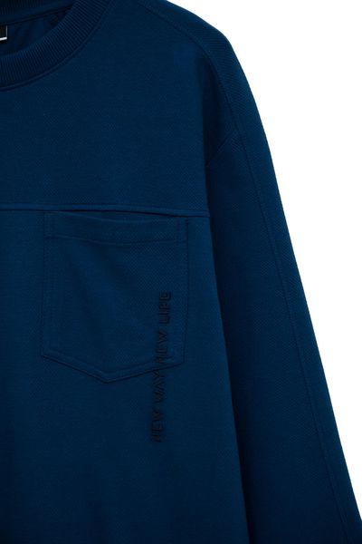 Áo Sweater Nam Vải Gân Chéo Thêu Typo Túi MSW 1017